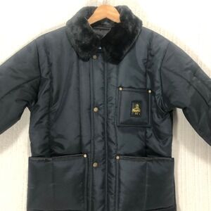 RefrigiWear Iron-Tuff Insulated Parka Jacket Navy Blue Faux Fur Collar 0322R M
